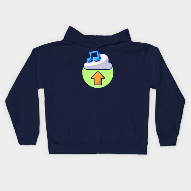 Cloud Upload Music with Note Cartoon Vector Icon Illustration Kids Hoodie by Catalyst Labs